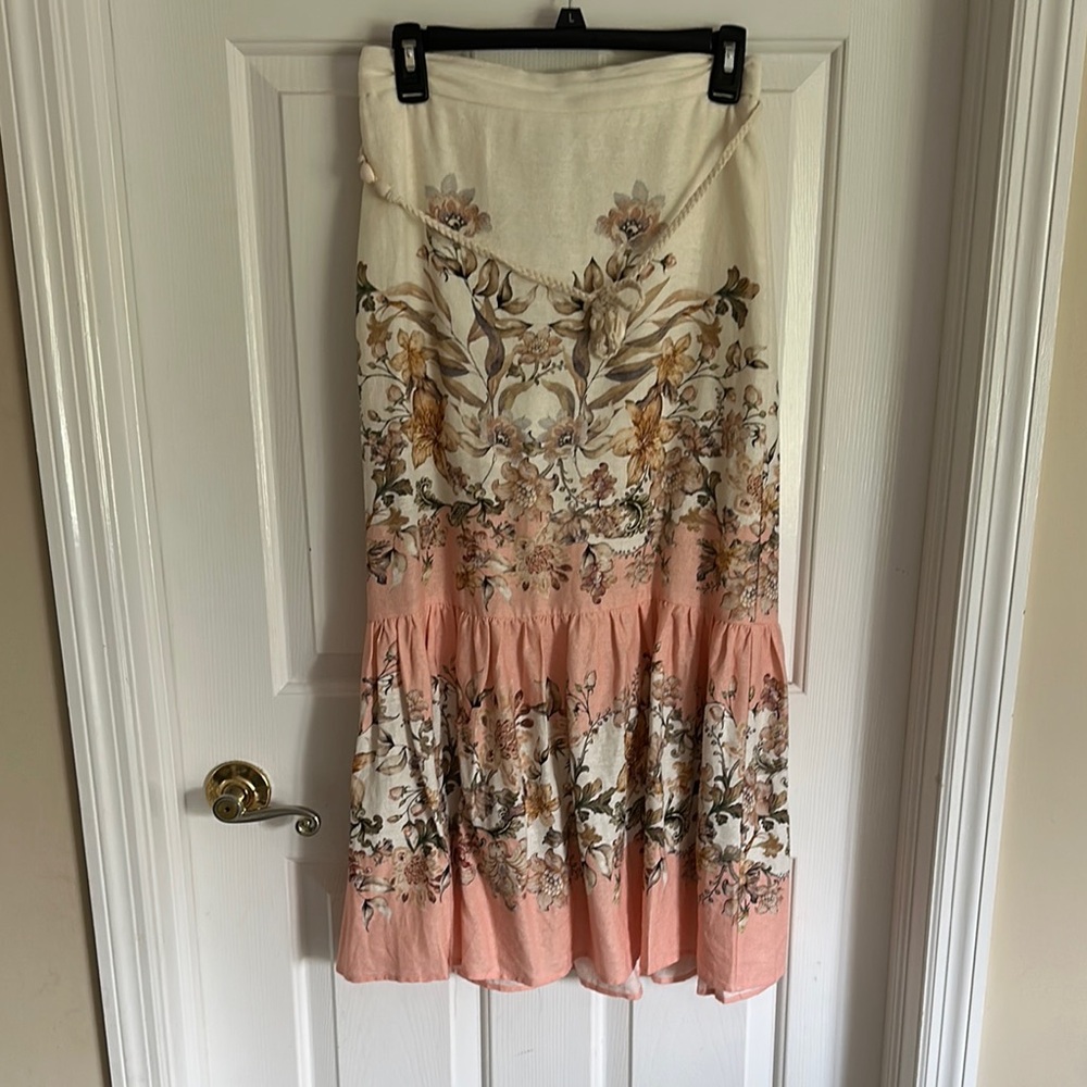 House of Harlow Floral Pink and Cream linen Skirt size XS